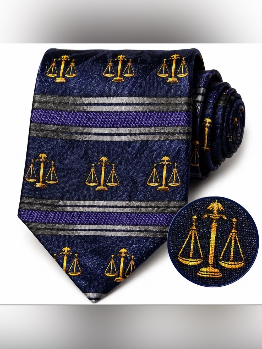 Navy & Gold Scales Pattern Tie - Steven Harris